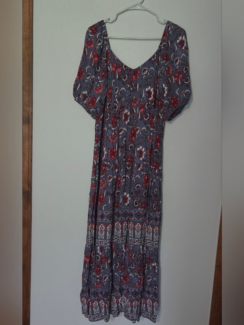 Knox Rose Navy Maxi Dress with Red Floral Print